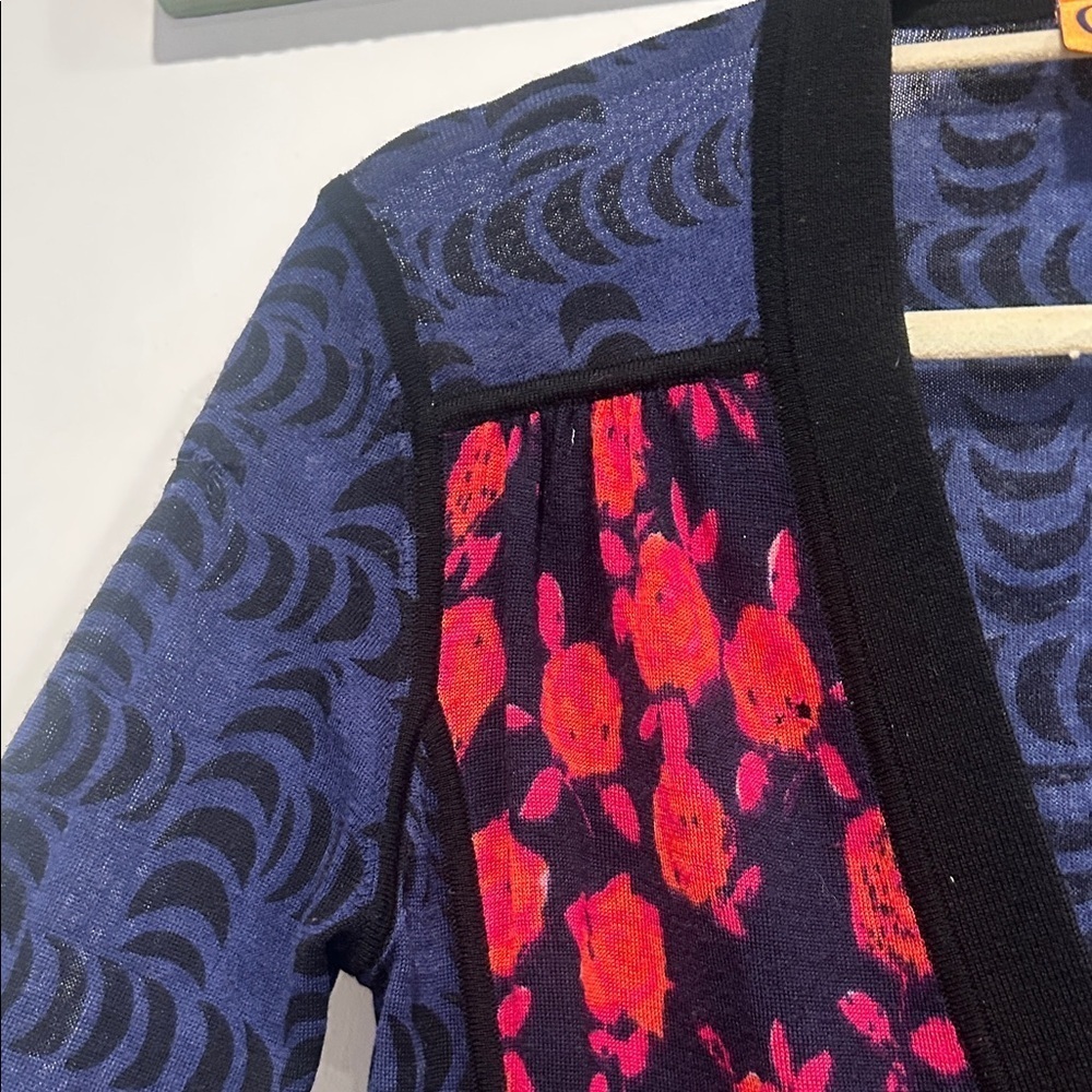 Tory Burch Black and Red Floral Cardigan - Picture 3 of 13